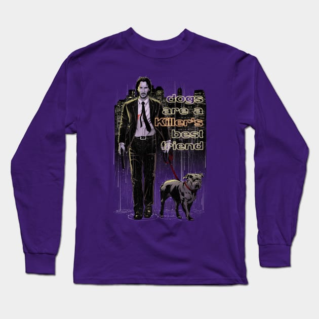 Dogs Are a Killer's Best Friend (Color Version) Long Sleeve T-Shirt by saqman